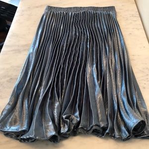 Anthropologie Metallic Pleated Midi Skirt